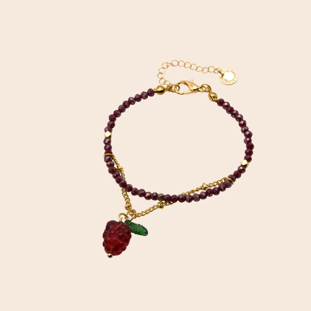 Malina Raspberry Beaded Bracelet: Burgundy
