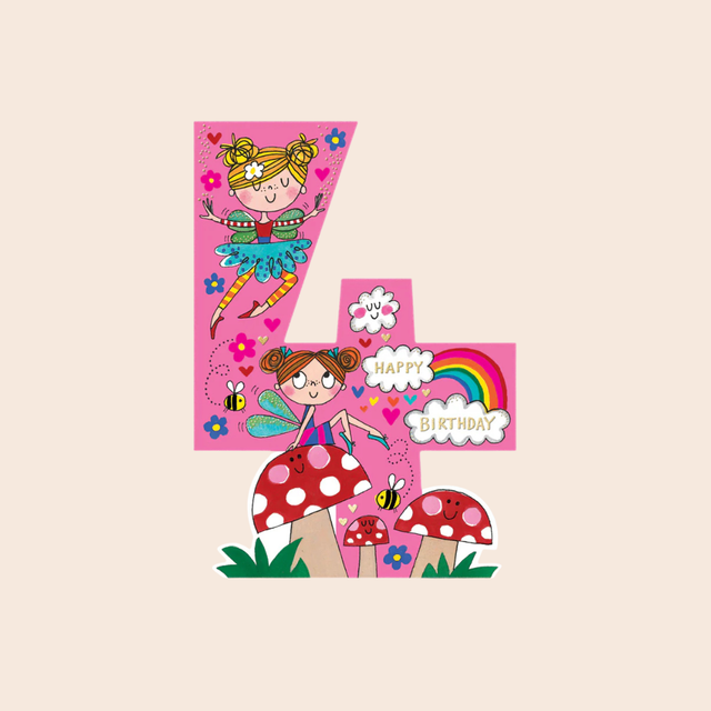 Age 4 Fairies & Toadstool Card