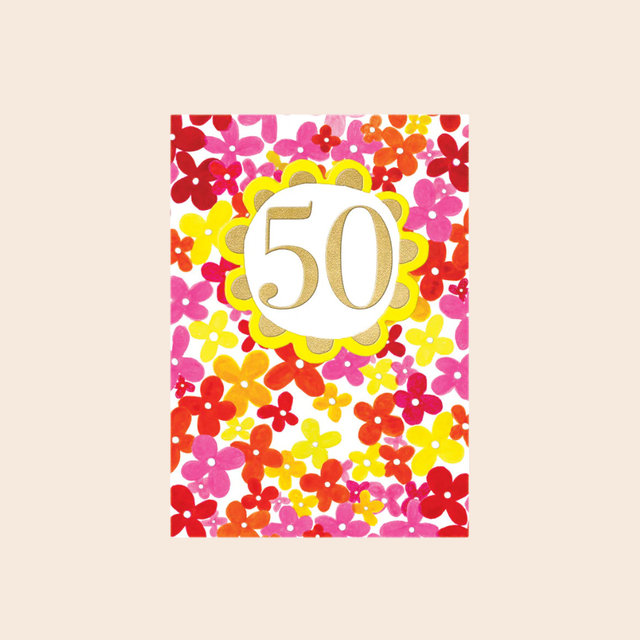Age 50 Floral Card