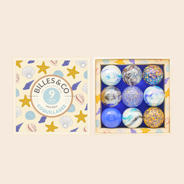 Sea Shells Marbles Shooters Box