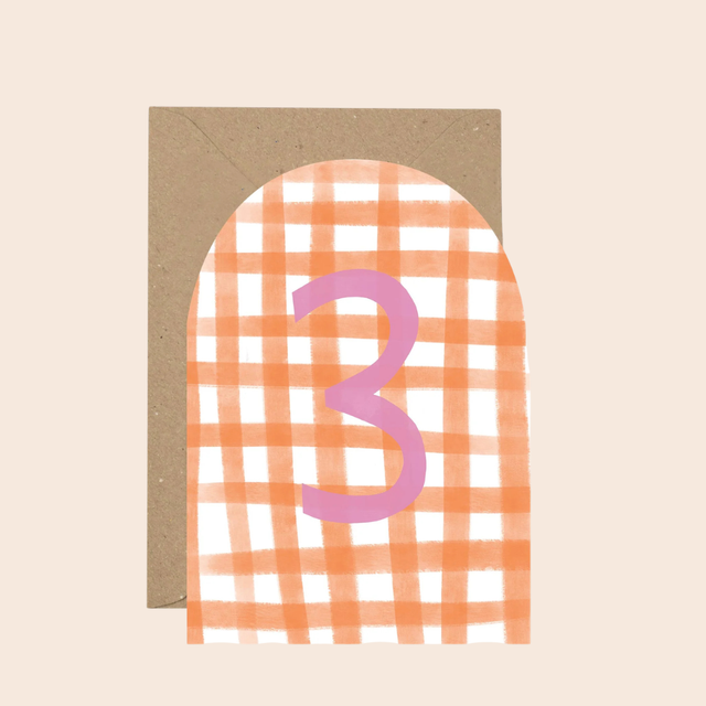 3rd Birthday Orange Gingham Card