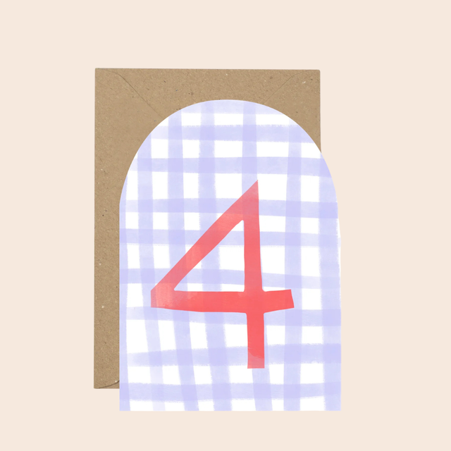 4th Birthday Lilac Gingham Card