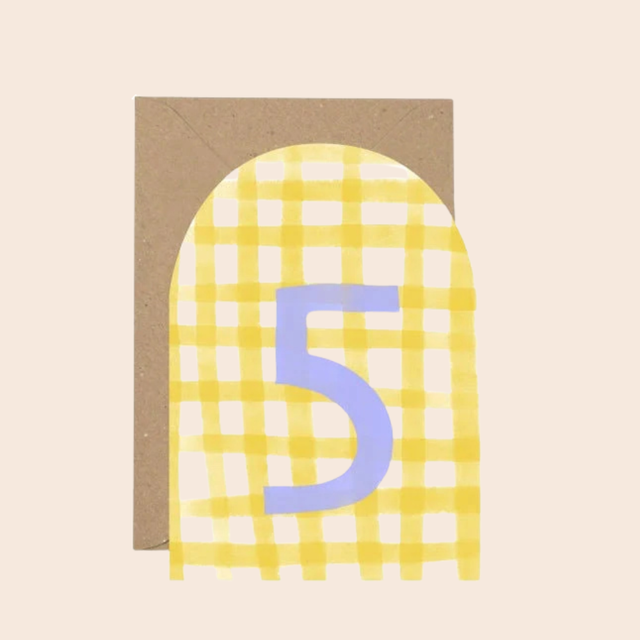 5th Birthday Yellow Gingham Card