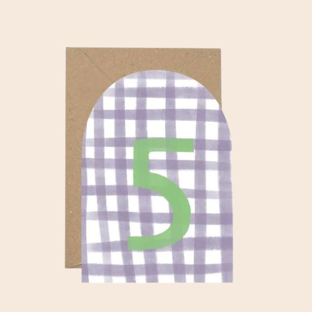 5th Birthday Lilac Gingham Card