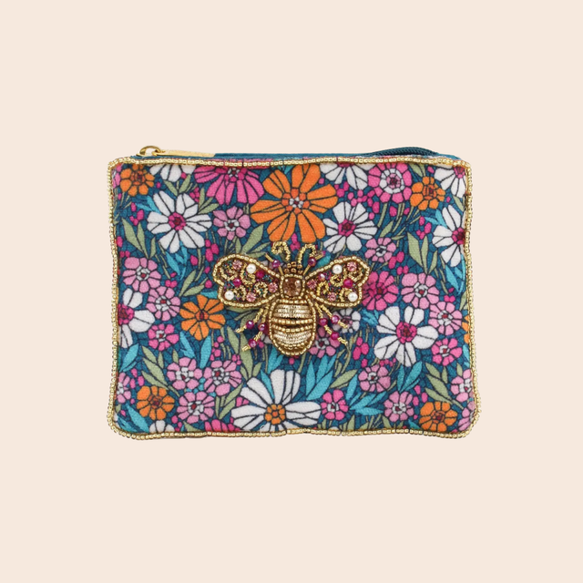 Floral Print Bee Small Pouch