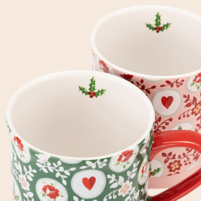 Set Of 2 Holly Spots Mollie Mugs