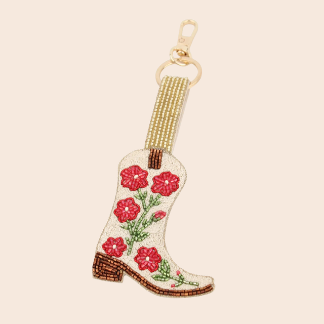 Cowgirl Boot Beaded Bag Charm