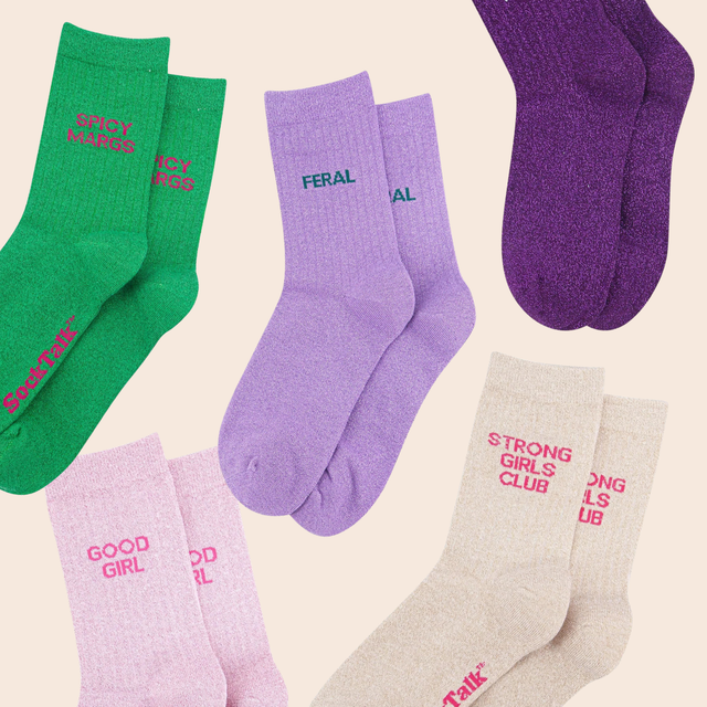 Cotton Glitter Quote Socks