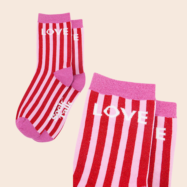 Stripe Glitter Love Socks