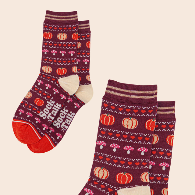 Berry Autumn Pumpkin Bamboo Socks