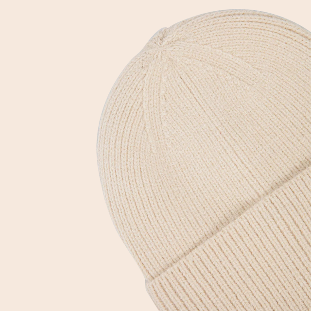 Cream Ribbed Beanie Hat