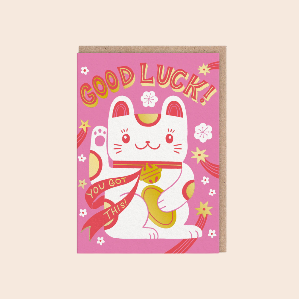 Lucky Cat Good Luck Card