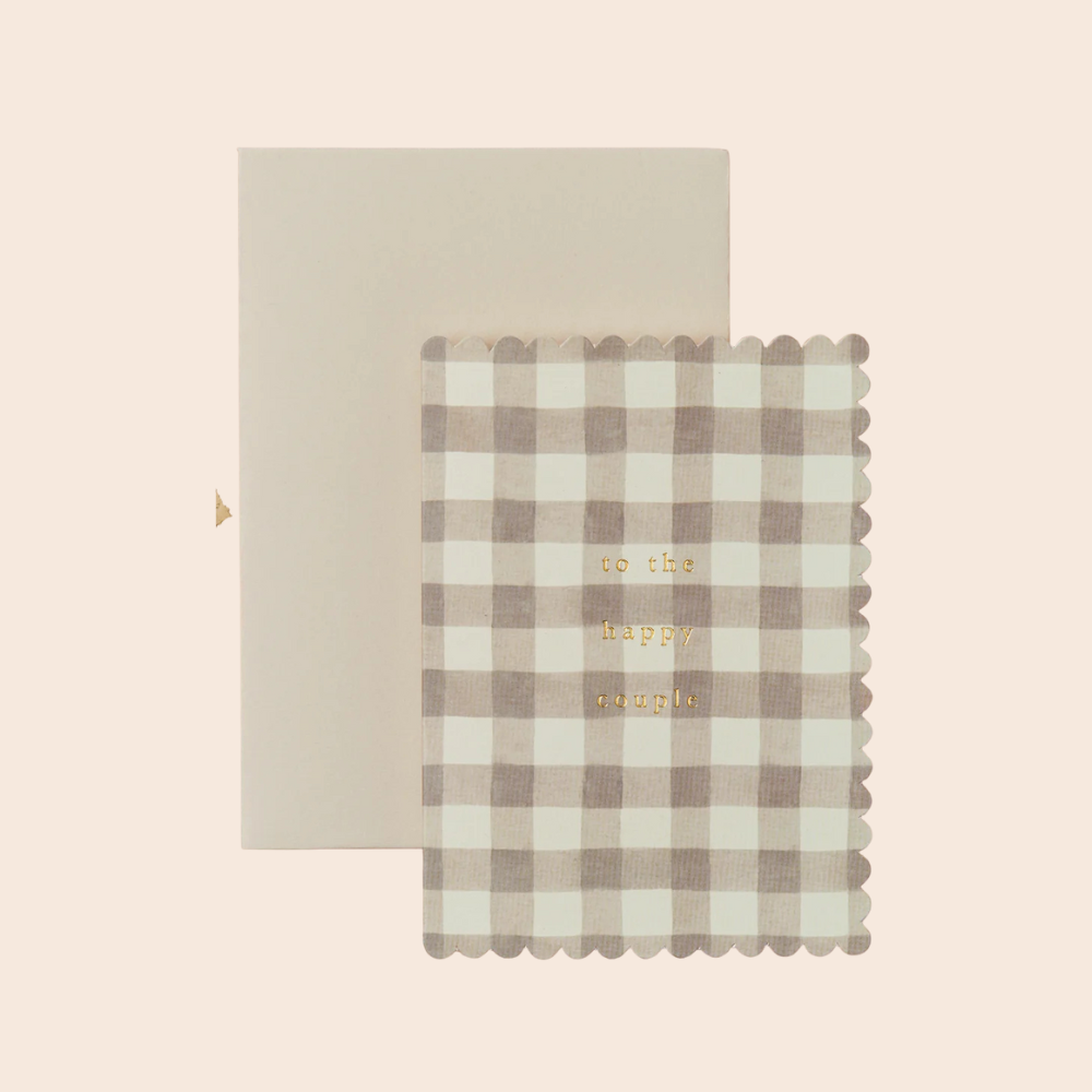 Taupe Gingham Happy Couple Card