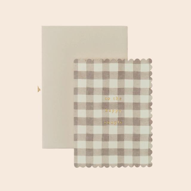 Taupe Gingham Happy Couple Card