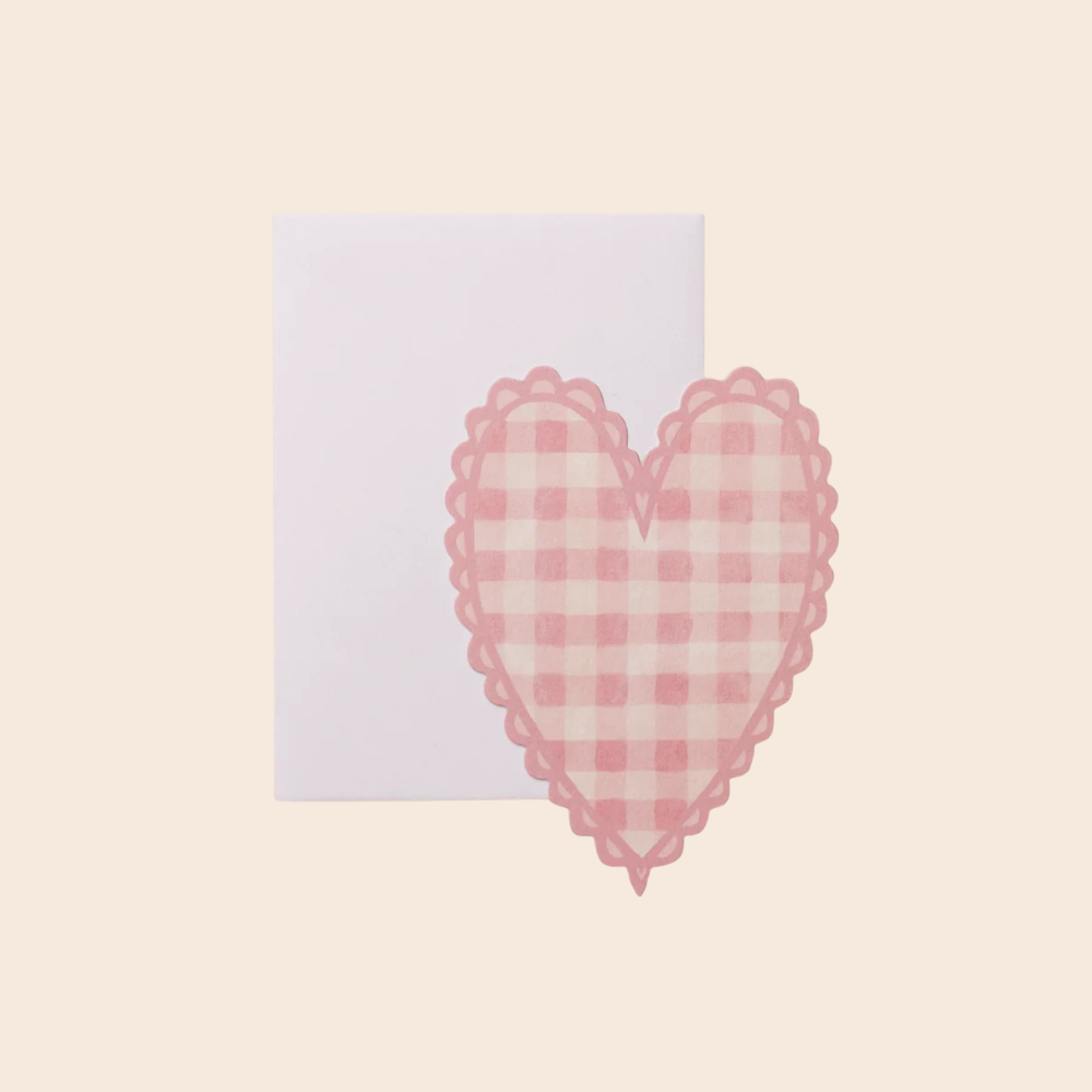 Pink Gingham Heart Mini Card