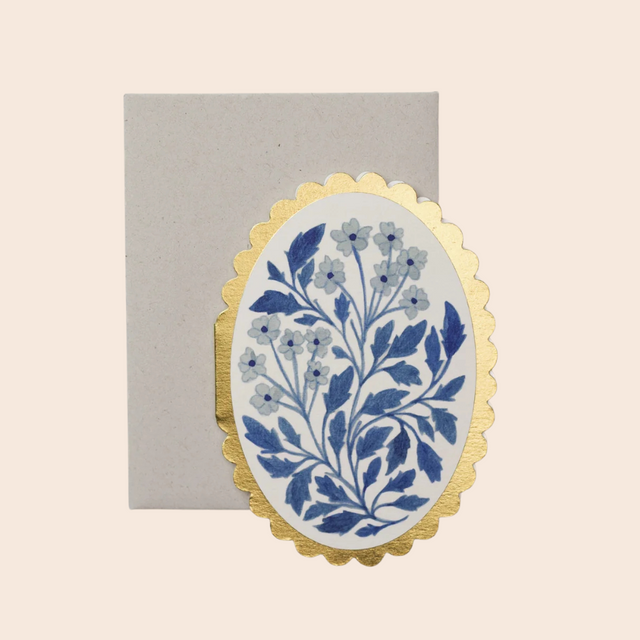 Blue Flora Mini Card