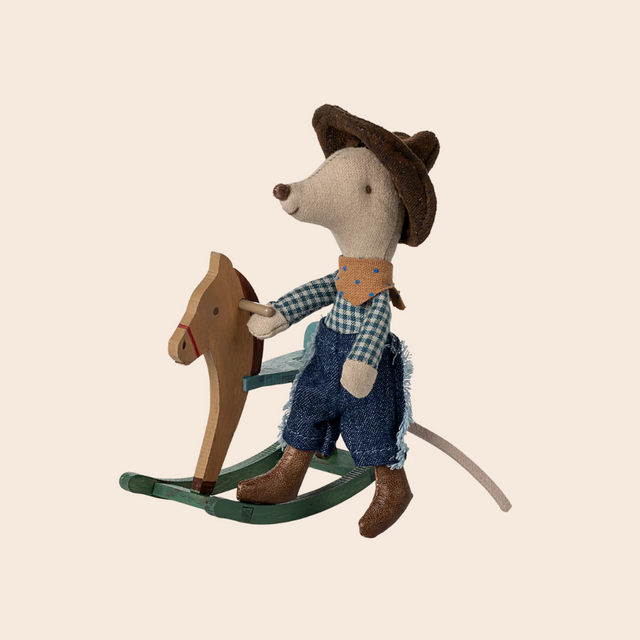 Little Brother Cowboy Mouse With Rocking Horse