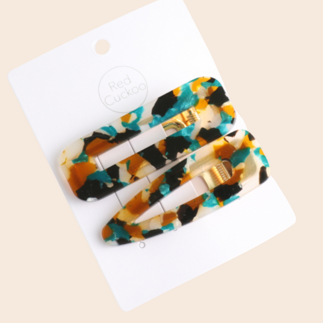 Marbled Blue Tortoise Clips Two Pack