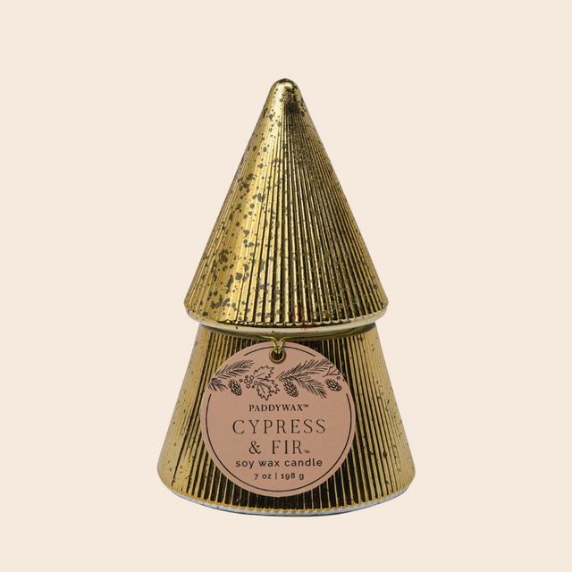 Metallic Gold Stacked Tree Candle