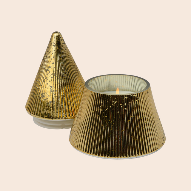 Metallic Gold Stacked Tree Candle