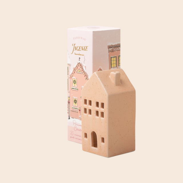 Pink Ceramic House Incense Holder