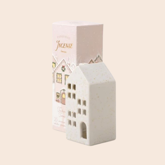 Cream Ceramic House Incense Holder