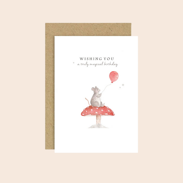 Mouse Toadstool Birthday Card