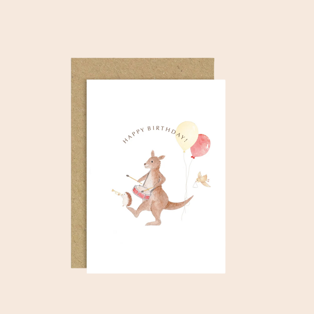 Kangaroo Marching Band Birthday Card