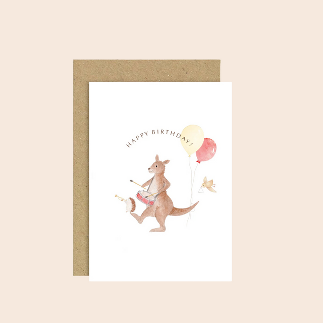 Kangaroo Marching Band Birthday Card