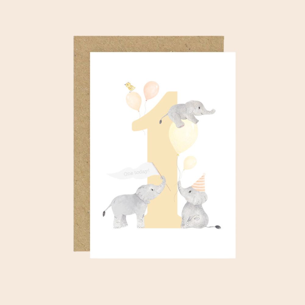 Age 1 Elephant Card