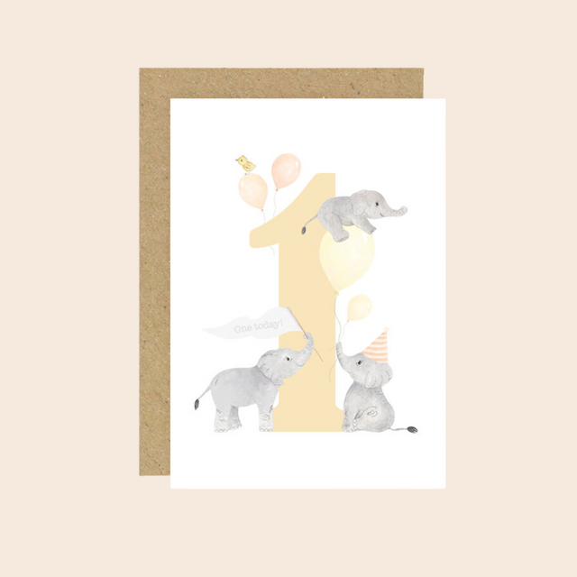 Age 1 Elephant Card
