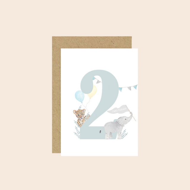 Age 2 Wild Animals Birthday Card