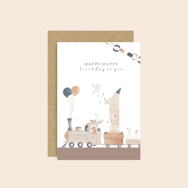 1st Birthday Train Card