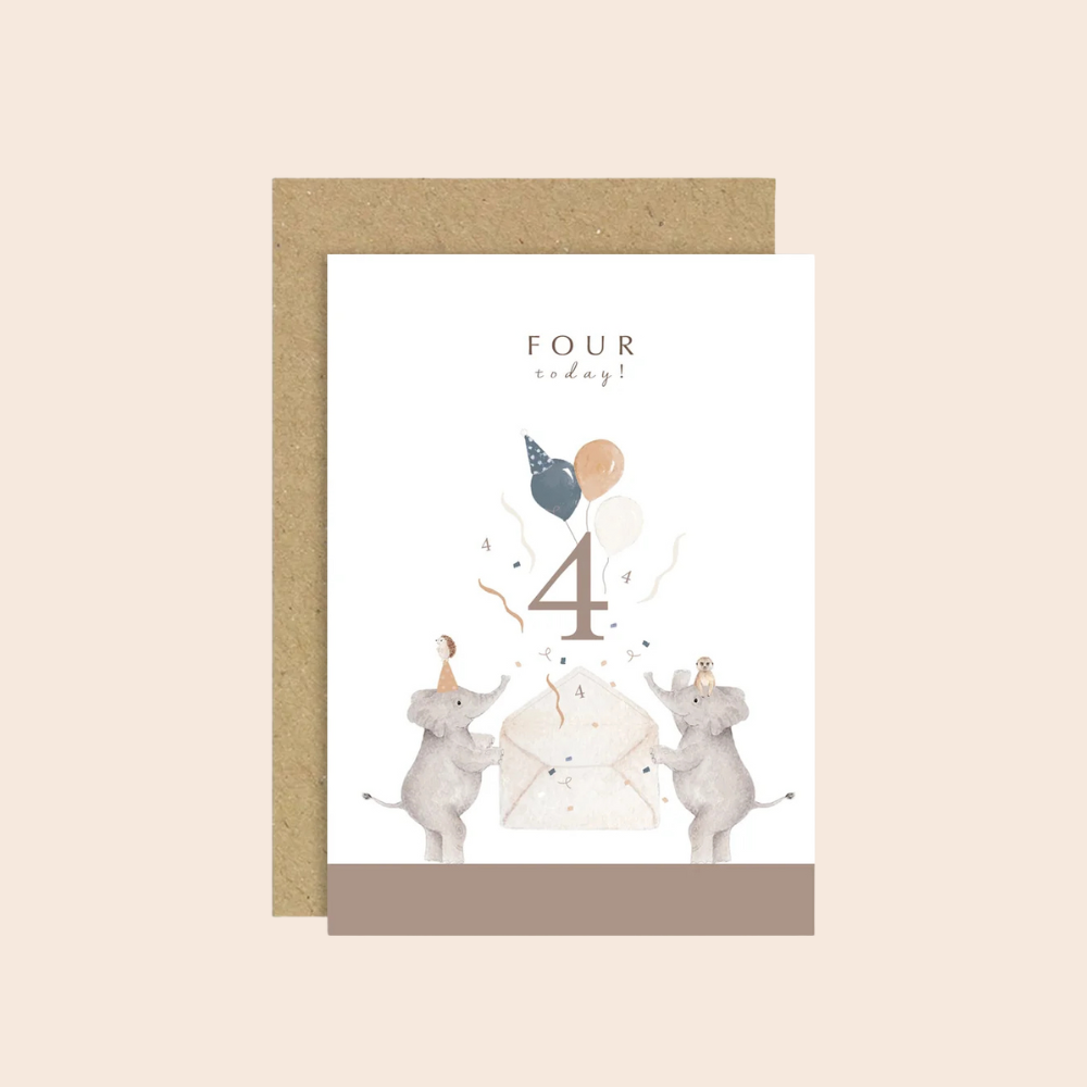 Age 4 Birthday Elephants Card