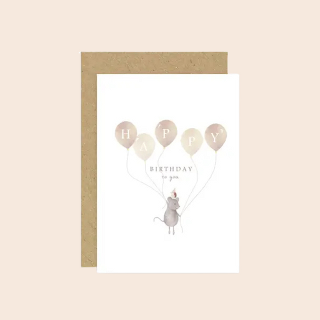 Birthday Mouse & Balloons Card