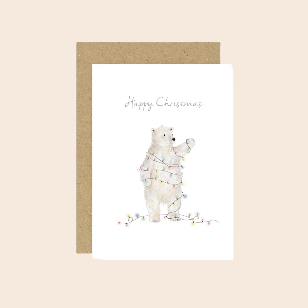 Polar Bear in Lights Christmas Card