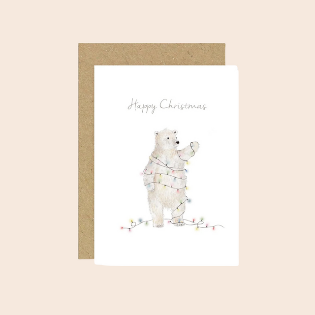 Polar Bear in Lights Christmas Card