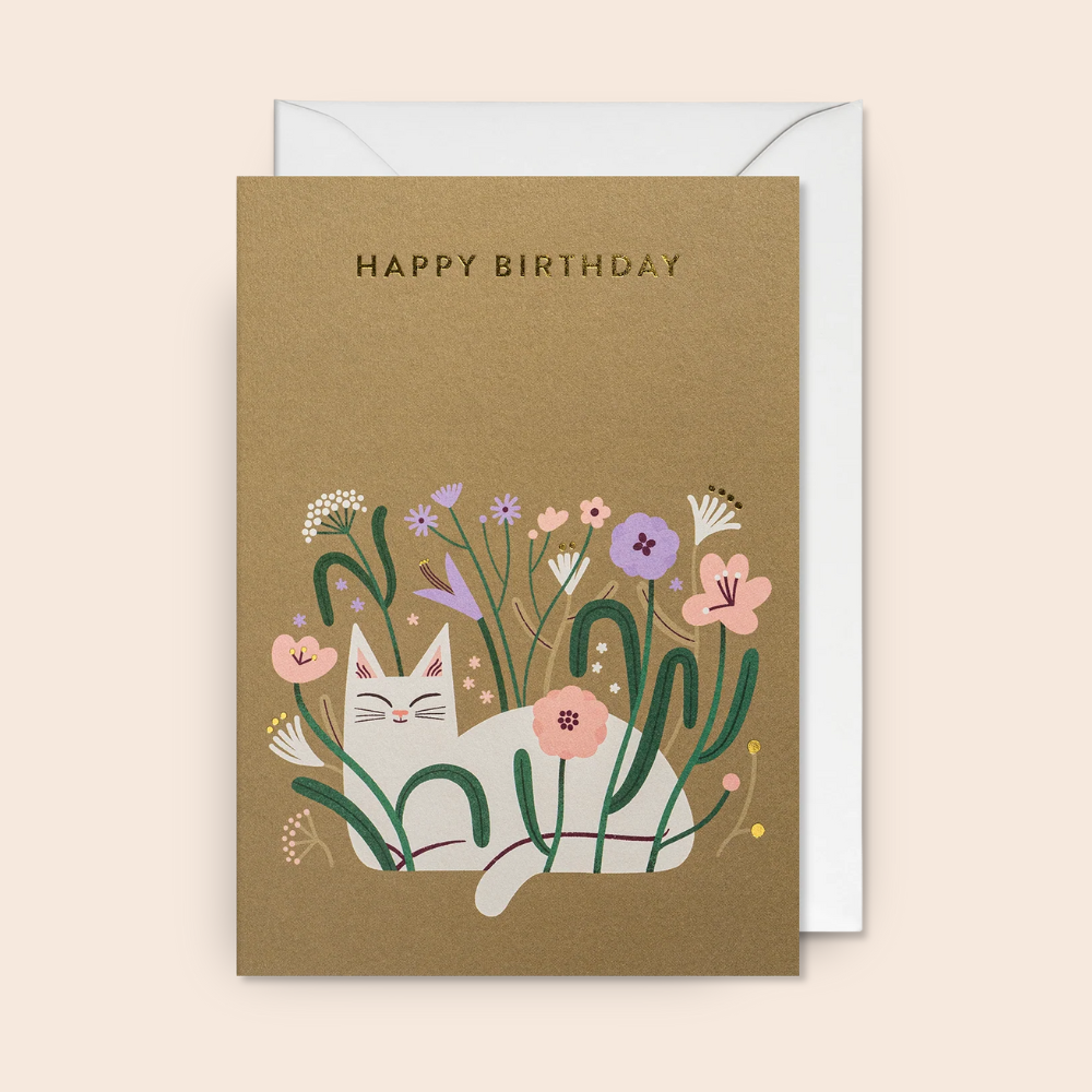 Birthday Wildflower Cat Card