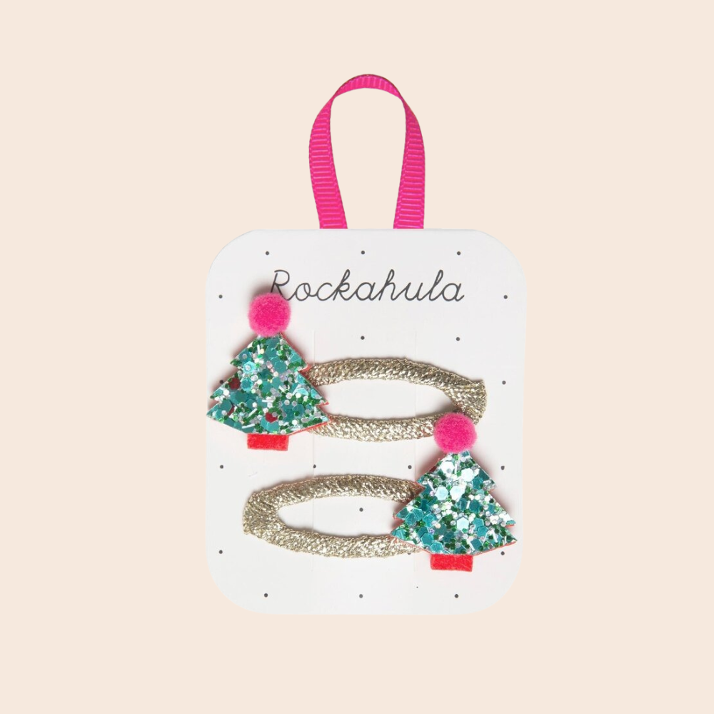 Christmas Tree Glitter Hair Clips