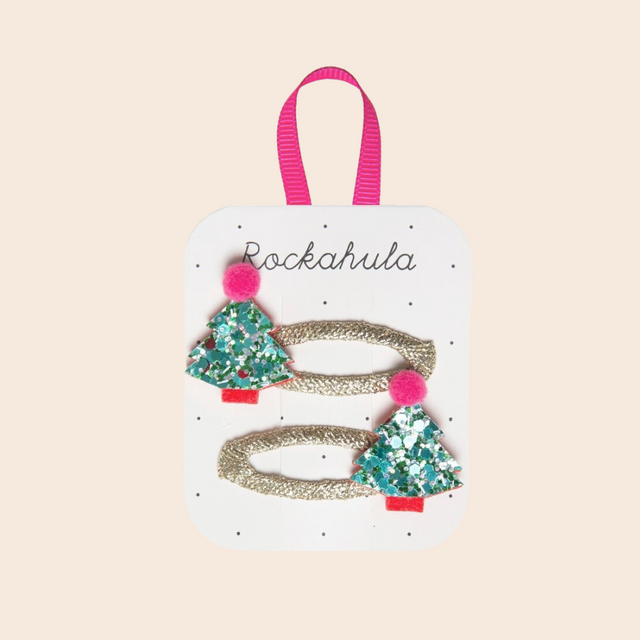 Christmas Tree Glitter Hair Clips