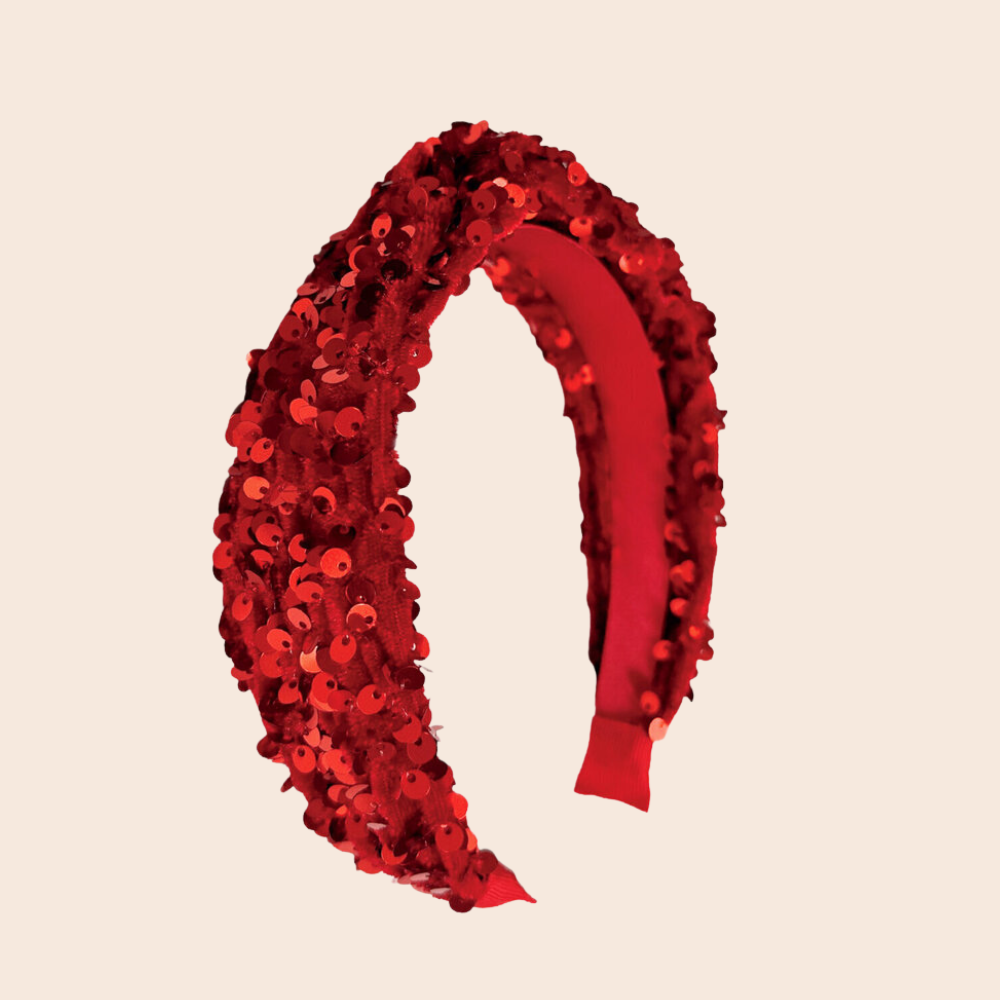 Red Sequin Velvet Headband