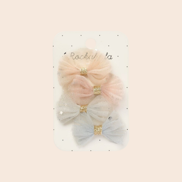 Sparkle Tulle Mini Bow Clips