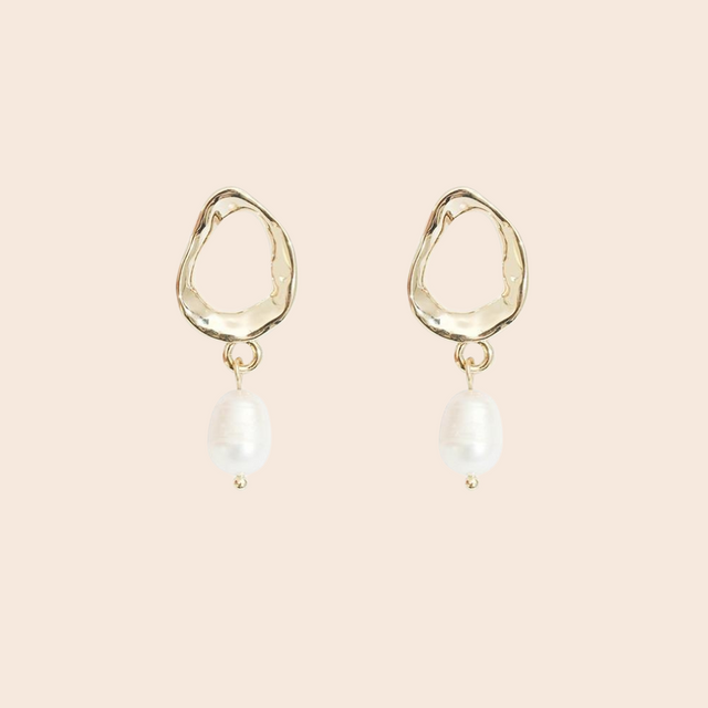 Misshapen Gold & Pearl Earrings