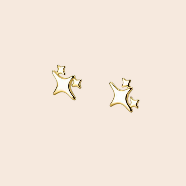 Sparkle Star Trio Gold Earrings