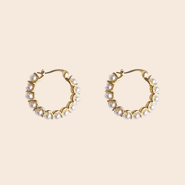 Faux Pearl Hoop Earrings