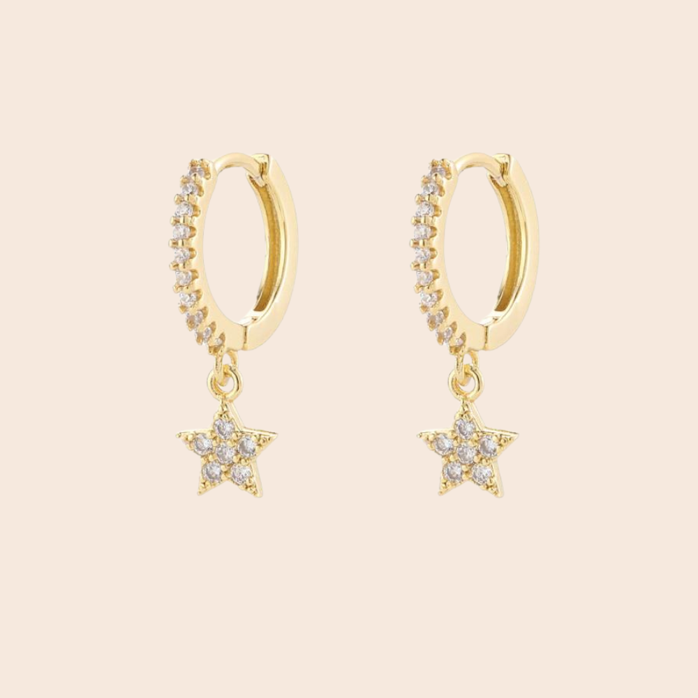 Star Gold Drop Huggie Earrings