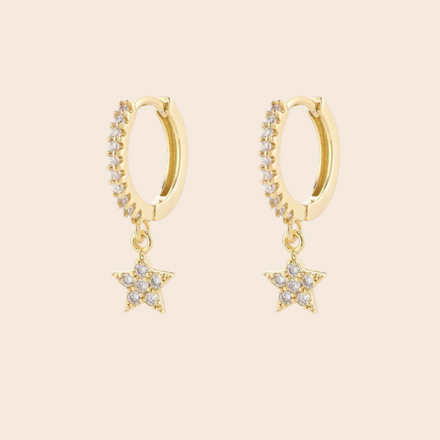 Star Gold Drop Huggie Earrings