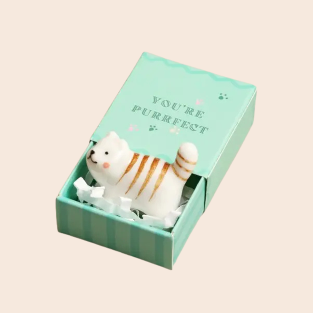 Tiny Matchbox Ceramic Cat
