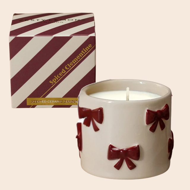 Under the Tree: Burgundy Bow Candle