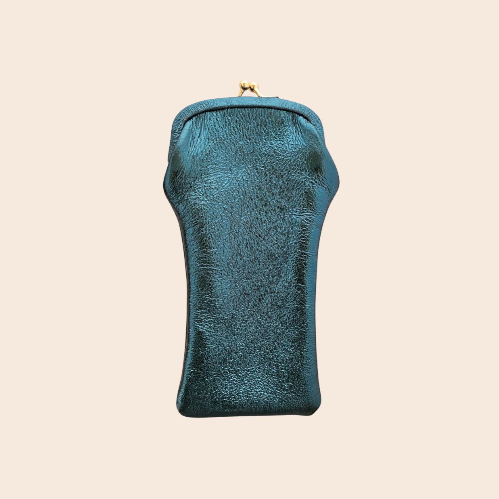 Petrol Blue Leather Glasses Case